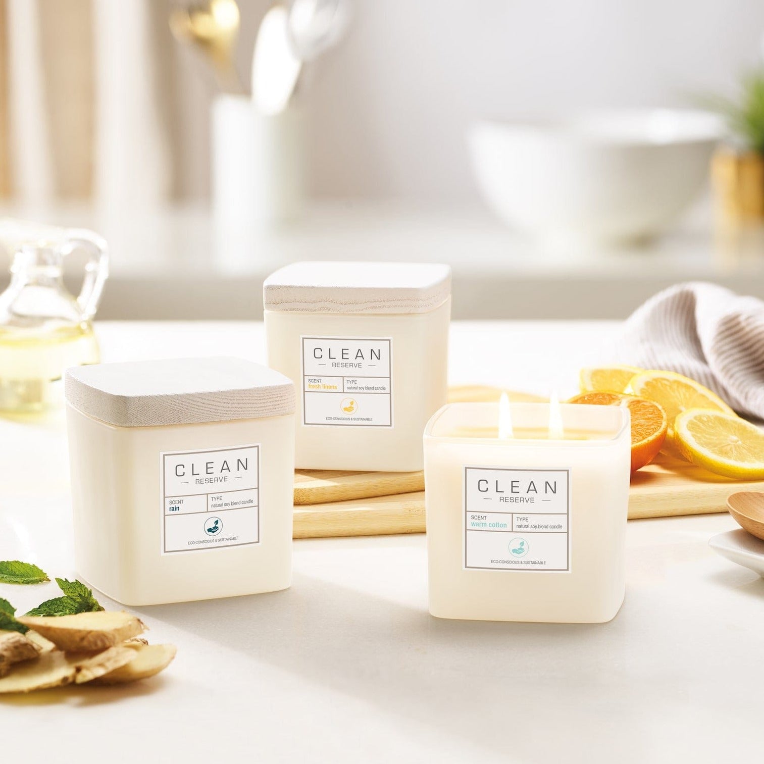 clean reserve Warm Cotton Natural Soy Blend Candle