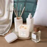clean reserve Warm Cotton Natural Soy Blend Candle and Rain fragrance collection