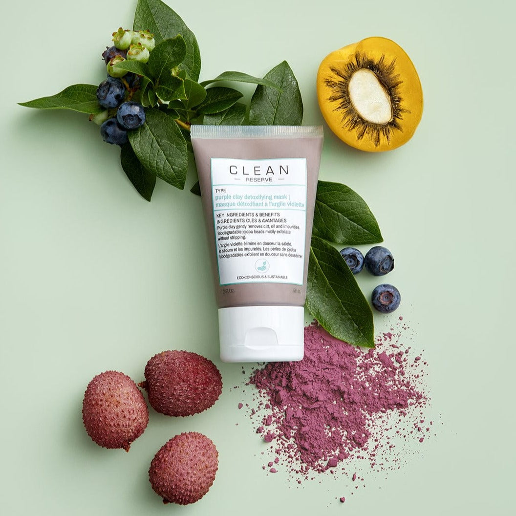 Clean Reserve Purple Clay Detoxifying Mask with ingredients