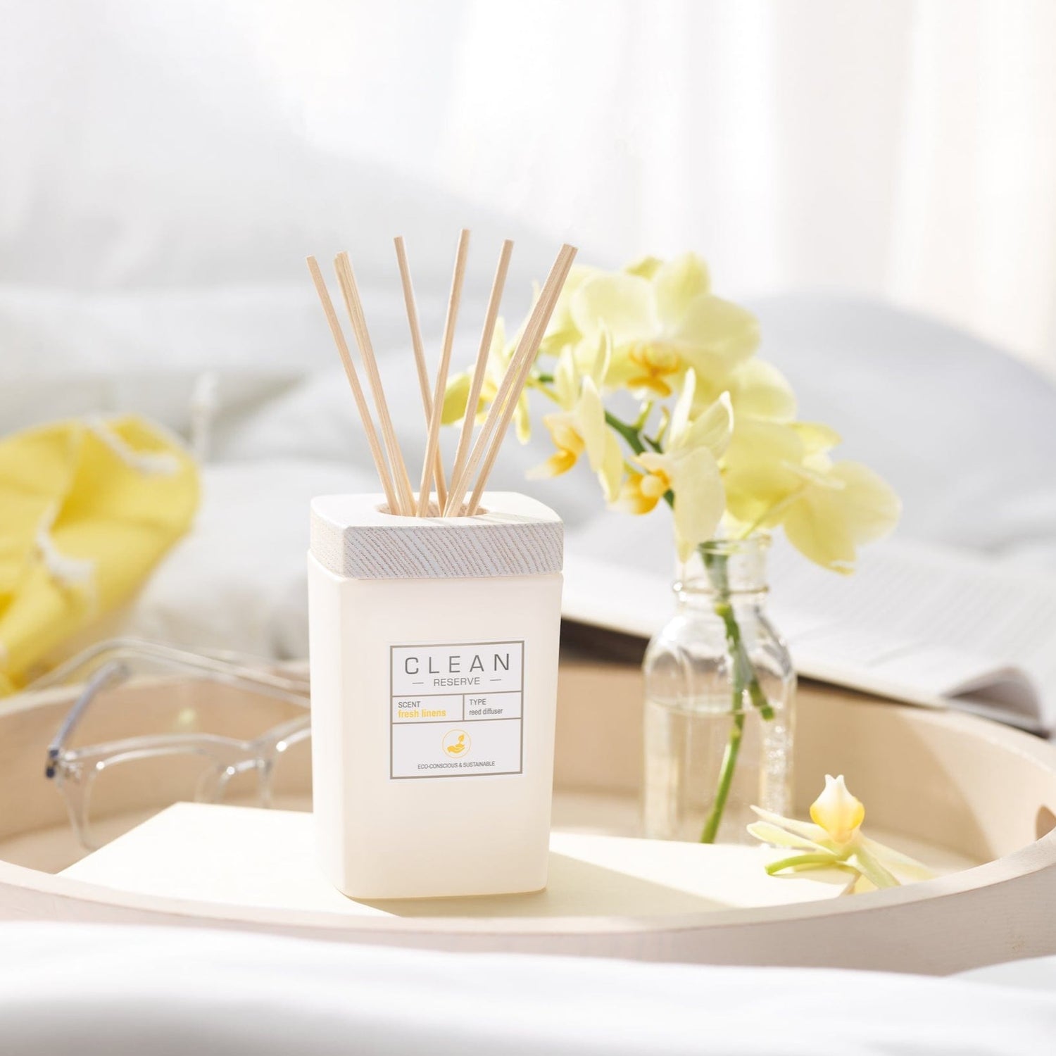 CLEAN RESERVE Fresh Linen Reed Diffuser – Home Fragrance – CLEAN